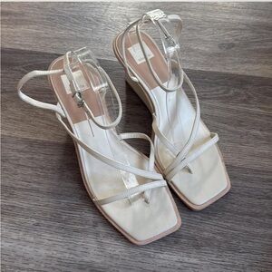 Dolce Vita Cream Wedge Sandals with Strappy Design